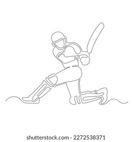 vector de dibujo de línea de bateo de cricket