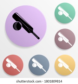 Cricket bit and ball badge color set icon. Simple glyph, flat vector of sport icons for ui and ux, website or mobile application