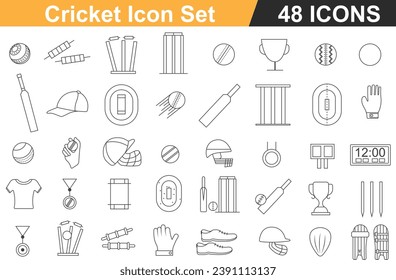 Cricket black icon set vector EPS 10
