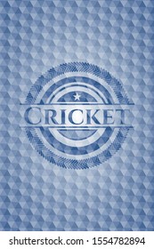 Cricket blue emblem or badge with abstract geometric pattern background. Vector Illustration. Detailed.