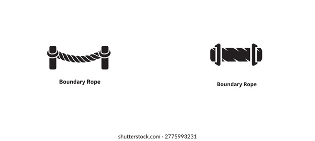 Cricket Boundary Rope Icon Set; Minimalist Vector Illustration of Field Perimeter Markers and Sport Ground Barriers for Athletic Branding and Stock Content Design. Boundary