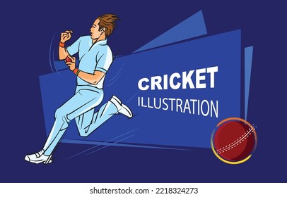 cricket bowler poster design vector illustration