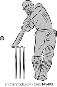 Cricket bowling action vector image with a silhouette layer
