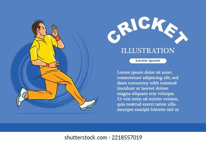 cricket bowling illustration and poster vector design