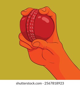 Cricket Bowling Illustration. cricket sports fast pace bowling concept art. ball hand grip