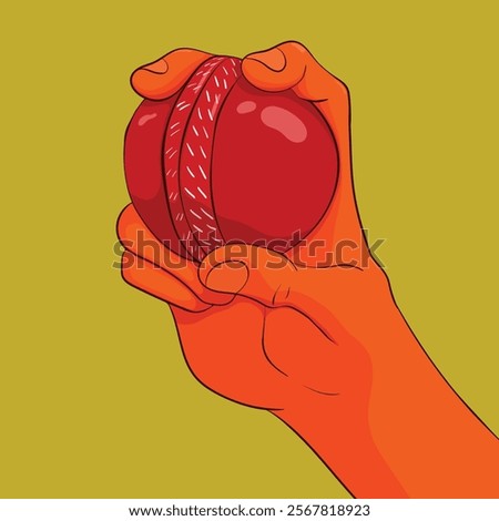 Cricket Bowling Illustration. cricket sports fast pace bowling concept art. ball hand grip