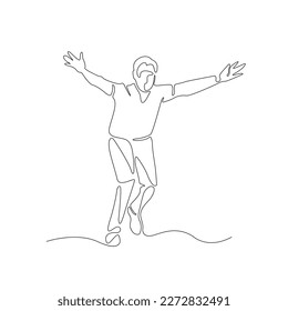 cricket bowling single line drawing vector