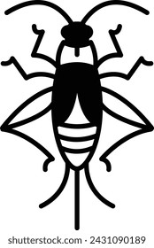 Cricket bug glyph and line vector illustration