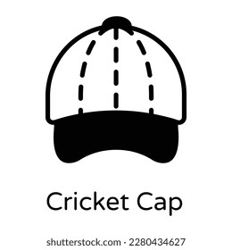 Un gorro de cricket, un icono sólido de p cap