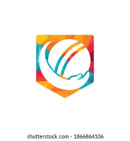 Cricket care vector logo design. Cricket insurance logo design concept.