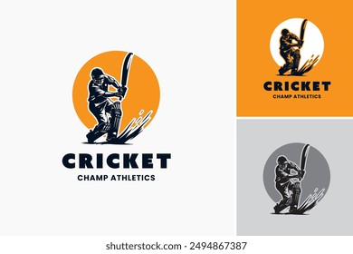 Cricket Cham Athletics Logo Template embodies athleticism and dynamism, tailored for cricket enthusiasts and sports clubs. Layered EPS Vector