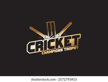 Cricket Champions Trophy logo with cricketer with black background