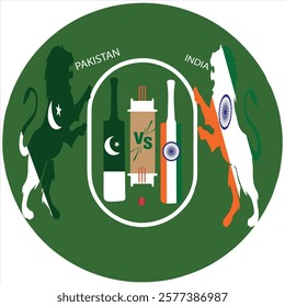  Cricket championship banner design. illustration of Cricket match batsman.  Match Between India VS Pakistan. playing cricket.lion  ind vs Pak  flags clippping mask Cricket  ground  eps 10