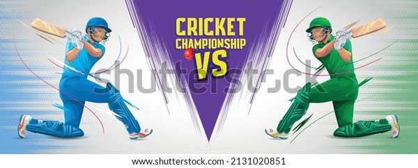 Cricket\
championship banner design. illustration of Cricket batsman.\
Cricket Match Between India VS\
Pakistan.