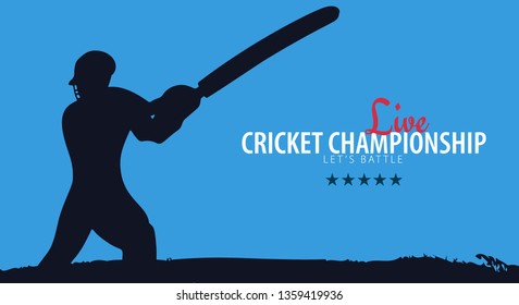 Cricket Championship banner or poster, design with players and bats. Vector illustration