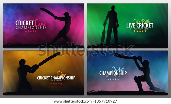 Cricket Championship banner or poster,\
design with players and bats. Vector\
illustration