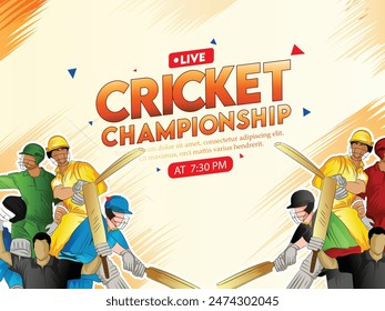 Cricket championship concept with creative text on abstract background.