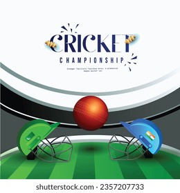 Cricket Championship Concept With Participating Team India VS Pakistan On Stadium Background.