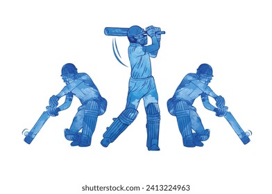 Cricket championship design elements. watercolour style vector illustration.