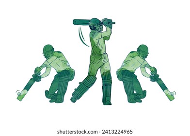 Cricket championship design elements. watercolour style vector illustration.