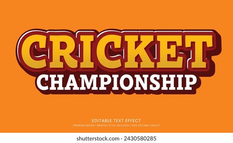 diseño de vector de efecto de texto editable del campeonato de cricket para el logotipo del campeonato y del club comunitario