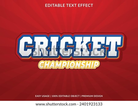 cricket championship editable text effect template use for business brand and logo
