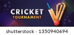 Cricket Championship header or banner with close-up look of a stumps, bat and ball. 
