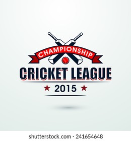 Cricket Championship League 2015 with bats and red ball, can be used as poster or banner design.