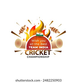 Cricket championship League and tournament poster. Winning wishes greetings card for Indian cricket team. Social media post banner design.