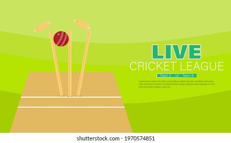 Cricket Championship stadium background with stump and ball. 