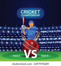 Cricket championship tournament card with vector illustration