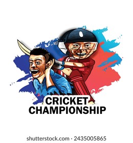 Cricket championship vector banner design. illustration of batsman playing cricket championship Vector banner