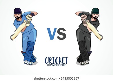 Cricket championship vector banner design. illustration of batsman playing cricket championship Vector banner