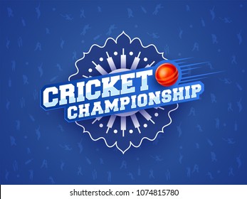 Cricket Championship word on blue abstract background.