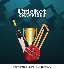 Cricket chqampionship tournament background with gold trophy