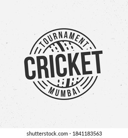 Cricket circle logo template with cricket ball on background. Cricket tournament logo, badge, label, emblem. Vector illustration