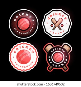 Cricket circular vector logo Set. Modern professional Typography sport retro style vector emblem and template logotype design. Cricket colorful logo collection.