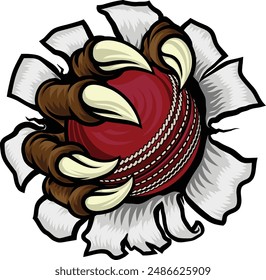 A cricket claw sports illustration of an eagle or animal monster hand holding ball 