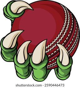 A cricket claw sports illustration of an eagle or animal monster hand holding ball 