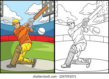 Cricket Coloring Page Colored Illustration