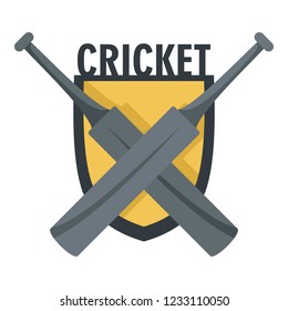 Cricket crossed bats logo. Flat illustration of cricket crossed bats vector logo for web design isolated on white background