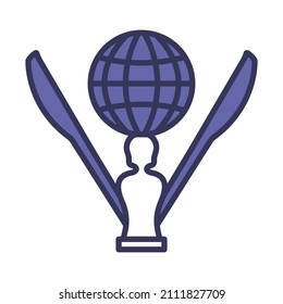 Cricket Cup Icon. Editable Bold Outline With Color Fill Design. Vector Illustration.