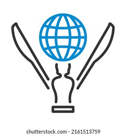 Icono de la Copa de Cricket. Contorno de negrita editable con diseño de relleno de color. Ilustración vectorial.
