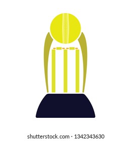 Cricket cup icon. Flat color stencil design. Vector illustration.
