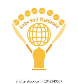 Cricket cup icon. Flat color stencil design. Vector illustration.