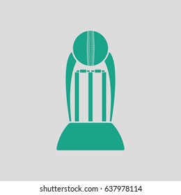 Cricket cup icon. Gray background with green. Vector illustration.