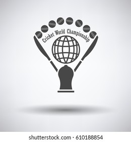 Cricket cup icon on gray background, round shadow. Vector illustration.