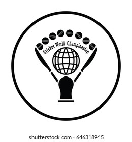 Cricket cup icon. Thin circle design. Vector illustration.