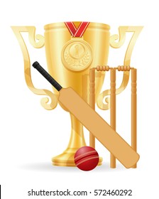 cricket cup winner gold stock vector illustration isolated on white background