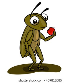 cricket eating apple